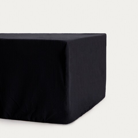 Cearceaf de pat cu elastic Lauko, Homla, 180x200 cm, bumbac, negru