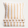 Lenjerie de pat dubla Rayas, Homla, 160x200 cm, 3 piese, microfibra din poliester, alb/bej