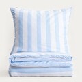 Lenjerie de pat dubla Rayas, Homla, 160x200 cm, 3 piese, microfibra din poliester, alb/albastru
