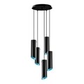 Lustra Sivani MR - 971, Opviq, 45 x 114 cm, 5 x E27, 100W, negru/albastru