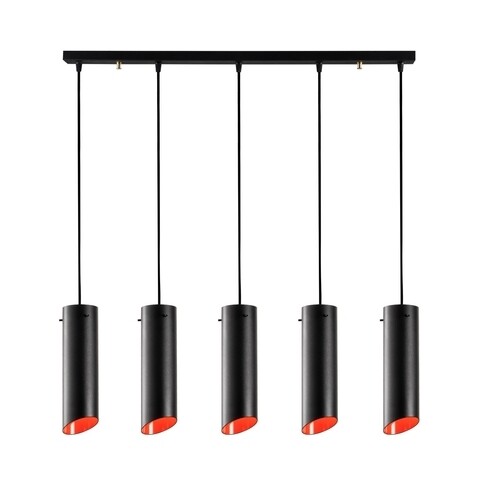 Lustra Sivani MR - 974, Opviq, 85 x 8 x 114 cm, 5 x E27, 100W, negru/rosu
