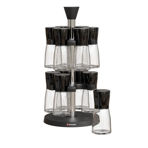 Set 12 recipiente condimente, cu suport, 70ml - Zokura