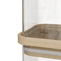 Recipient patrat, sticla, 8x8cm, 550ml, Cu capac din bambus - Zokura