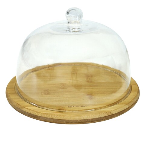 Platou servire branzeturi, 24 cm, cu capac din sticla - Zokura