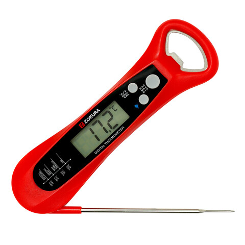 Termometru digital cu desfacator incorporat, Rosu - Zokura