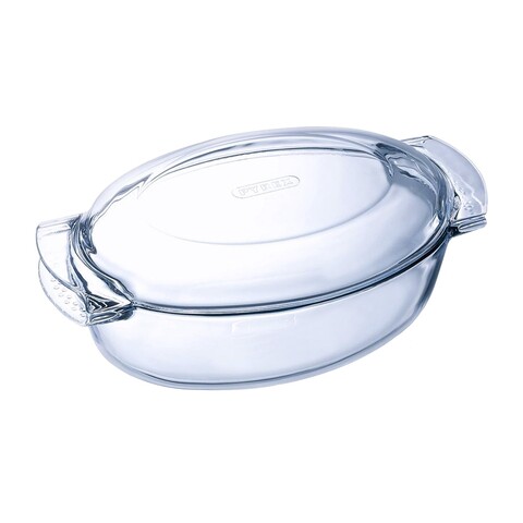 Vas oval cu capac, din sticla termorezistenta, 4,4L + 1,4L, 