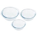 Set 3 caserole cu capac, din sticla termorezistenta, 