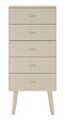 Comoda cu 5 sertare, Mauro Ferretti, Shy, 37.5x34x89 cm, lemn de pin, alb/auriu