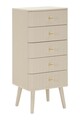 Comoda cu 5 sertare, Mauro Ferretti, Shy, 37.5x34x89 cm, lemn de pin, alb/auriu