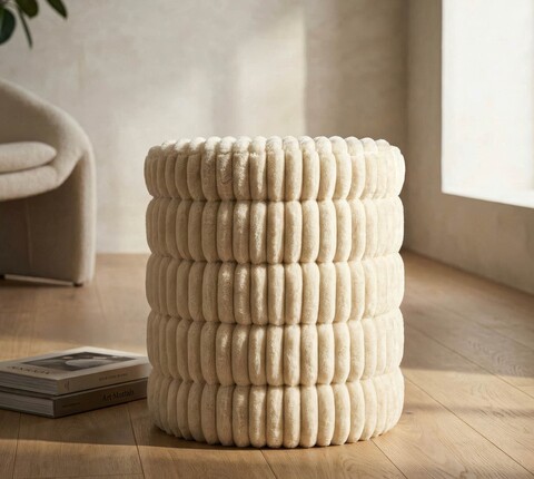 Taburet, Mauro Ferretti, Goteborg, 41x46 cm, MDF/poliester, alb