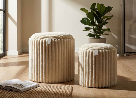 Set 2 taburete cu spatiu de depozitare, Mauro Ferretti, Goteborg, 40x40x42 cm, MDF/poliester, alb