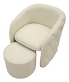Set fotoliu si taburet pentru picioare, Mauro Ferretti, Zagabria, 75x76x80 cm, lemn de pin/piele ecologica, alb