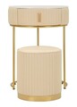 Set masuta dressing si taburet, Mauro Ferretti, Pok, 52x52x70 cm, lemn de pin/piele ecologica, alb/auriu