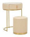 Set masuta dressing si taburet, Mauro Ferretti, Pok, 52x52x70 cm, lemn de pin/piele ecologica, alb/auriu