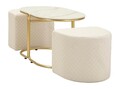 Set masuta de cafea si 2 taburete, Mauro Ferretti, Relax, 79x45x44 cm, lemn de pin/poliester, alb/auriu