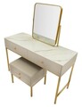 Masa de toaleta / masuta dressing cu oglinda si taburet, Mauro Ferretti, Luxury, 120x45x75 cm, lemn de pin/poliester, multicolor