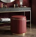 Taburet cu spatiu de depozitare, Mauro Ferretti, London, 46.5x44 cm, lemn de pin/piele ecologica, rosu/auriu