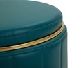 Taburet cu spatiu de depozitare, Mauro Ferretti, London, 46.5x44 cm, lemn de pin/piele ecologica, turcoaz/auriu