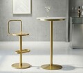 Masa de bar, Mauro Ferretti, Simply, 60x103 cm, metal/imitatie de marmura, auriu/alb