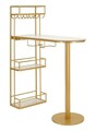 Masa de bar, Mauro Ferretti, Luxy, 120x45x150 cm, metal/imitatie de marmura, auriu/alb