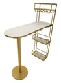 Masa de bar, Mauro Ferretti, Luxy, 120x45x150 cm, metal/imitatie de marmura, auriu/alb