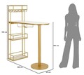 Masa de bar, Mauro Ferretti, Luxy, 120x45x150 cm, metal/imitatie de marmura, auriu/alb