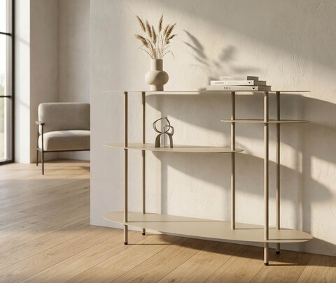 Consola, Mauro Ferretti, Saturn Plus, 118x34x82 cm, metal, gri dove