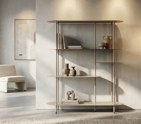 Biblioteca, Mauro Ferretti, Saturn, 118x31x139 cm, metal, gri dove