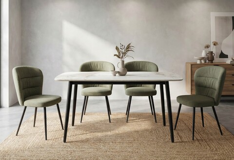 Masa dining, Mauro Ferretti, Josh, 138x78x76 cm, metal/ceramica, negru/alb