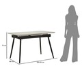 Masa extensibila dining, Mauro Ferretti, Matt, 120-150x80x75 cm, metal/ceramica, negru/alb
