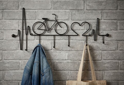 Cuier de perete, Mauro Ferretti, Bicycle, 59x3.2x26.5 cm, metal, negru