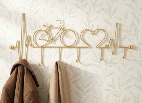 Cuier de perete, Mauro Ferretti, Bicycle, 59x3.2x26.5 cm, metal, auriu