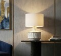 Lampa de masa, Mauro Ferretti, Tangeri, 1 x E27, 40W, 40x60 cm, ceramica, alb/auriu