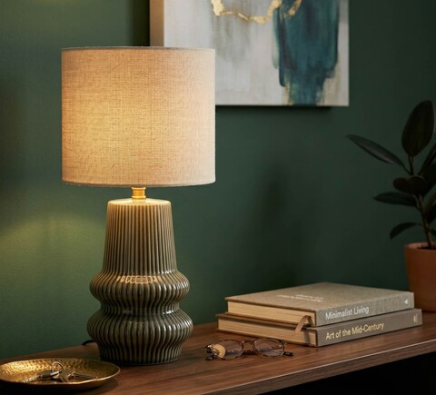 Lampa de masa, Mauro Ferretti, Harmony, 1 x E14, 40W, 20x41.5 cm, ceramica, verde