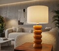 Lampa de masa, Mauro Ferretti, Torr, 1 x E27, 40W, 25x46 cm, ceramica, galben mustar/alb