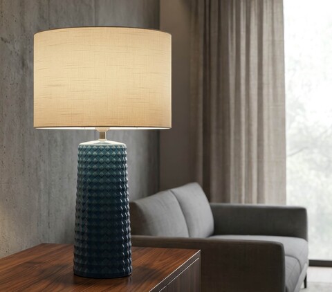 Lampa de masa, Mauro Ferretti, Gliss, 1 x E27, 40W, 30x52 cm, ceramica, albastru/alb