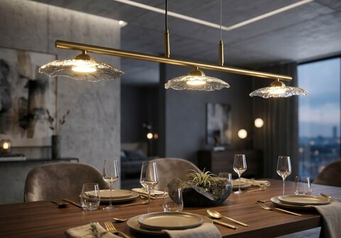 Candelabru, Mauro Ferretti, Emily, 3 x E27, 40W, 100x24x18 cm, fier/sticla, auriu/gri