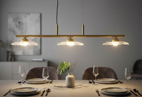 Candelabru, Mauro Ferretti, Emily, 3 x E27, 40W, 100x24x18 cm, fier/sticla, auriu/transparent