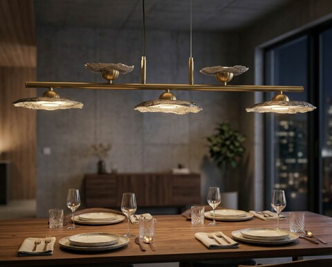 Candelabru, Mauro Ferretti, Emily, 5 x E27, 40W, 100x24x18 cm, fier/sticla, auriu/gri