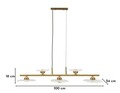 Candelabru, Mauro Ferretti, Emily, 5 x E27, 40W, 100x18x24 cm, fier/sticla, auriu/transparent
