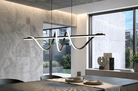 Candelabru, Mauro Ferretti, Spiral, banda LED integrata, 65W, 3000K / 4000K / 6000K, 101x25x30-150 cm, aluminiu/fier, negru/alb