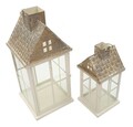 Set 2 felinare, Mauro Ferretti, Home, 24.5x24.5x55 cm, lemn/sticla temperata, alb/gri