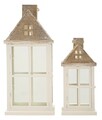 Set 2 felinare, Mauro Ferretti, Home, 24.5x24.5x55 cm, lemn/sticla temperata, alb/gri