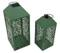 Set 2 felinare, Mauro Ferretti, Carving, 17.8x17.8x44 cm, metal, verde