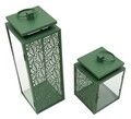 Set 2 felinare, Mauro Ferretti, Hall, 15x14.5x41.5 cm, metal/sticla temperata, verde