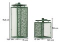 Set 2 felinare, Mauro Ferretti, Hall, 15x14.5x41.5 cm, metal/sticla temperata, verde