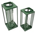 Set 2 felinare, Mauro Ferretti, Linee, 18.3x18.3x43.5 cm, metal/sticla temperata, verde