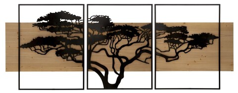 Set 3 decoratiuni de perete, Mauro Ferretti, Lagos, 204x80 cm, fier/MDF, negru, maro