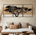 Set 3 decoratiuni de perete, Mauro Ferretti, Lagos, 204x80 cm, fier/MDF, negru, maro