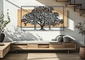 Set 3 decoratiuni de perete, Mauro Ferretti, Tree, 176x90 cm, fier/MDF, negru, maro